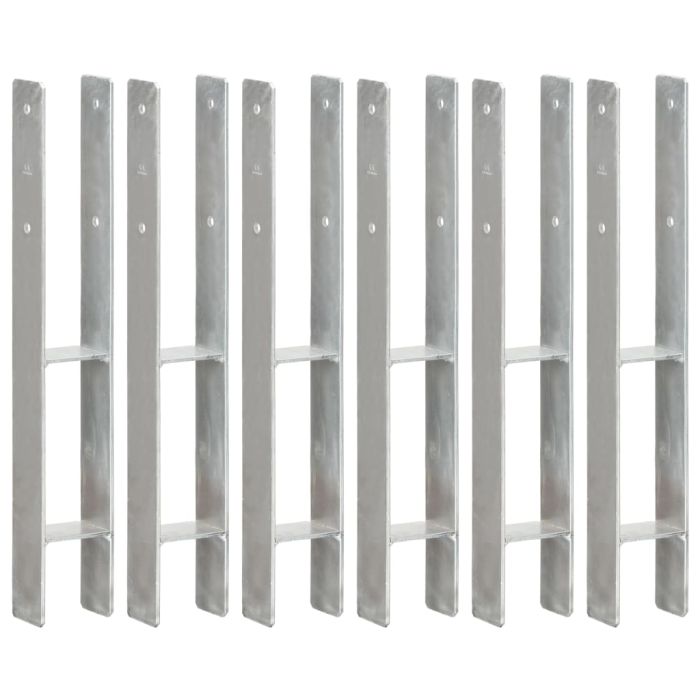 Fence Anchors 6 Pcs Silver 8x6x60cm Galvanised Steel