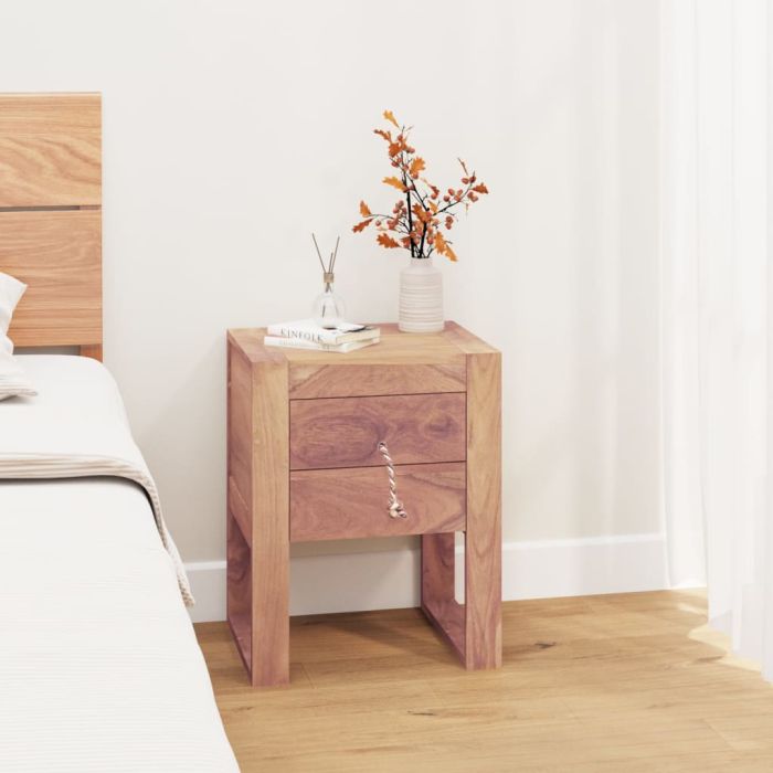 Bedside Cabinet 40x30x50cm Solid Teak Wood Natural - Rouen