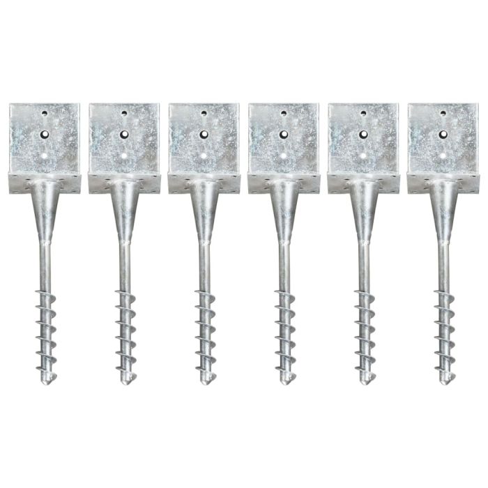 Ground Spikes 6 pcs Silver 14x14x58 cm Galvanised Steel