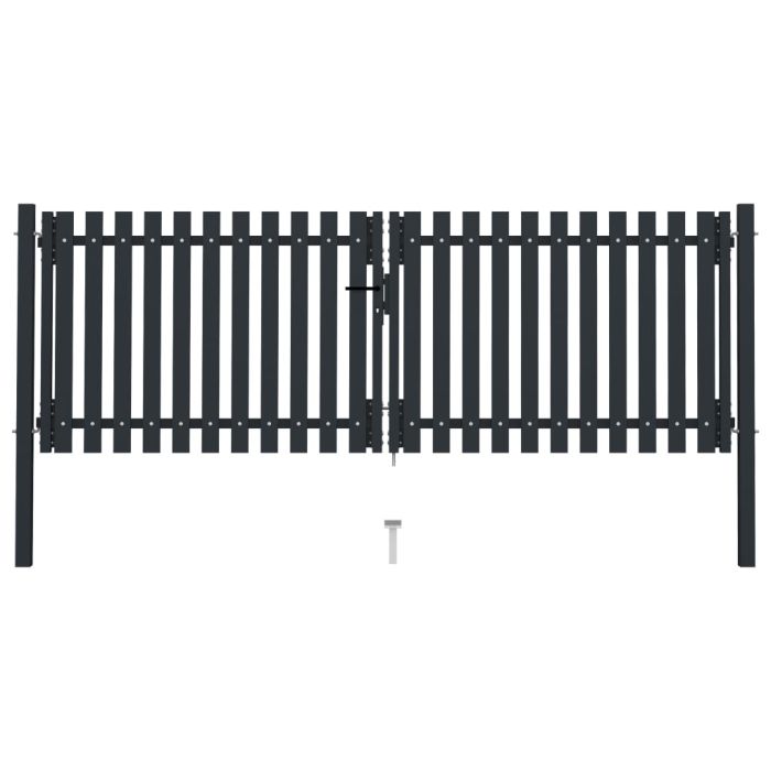 Double Door Fence Gate Steel 306x150 cm Anthracite