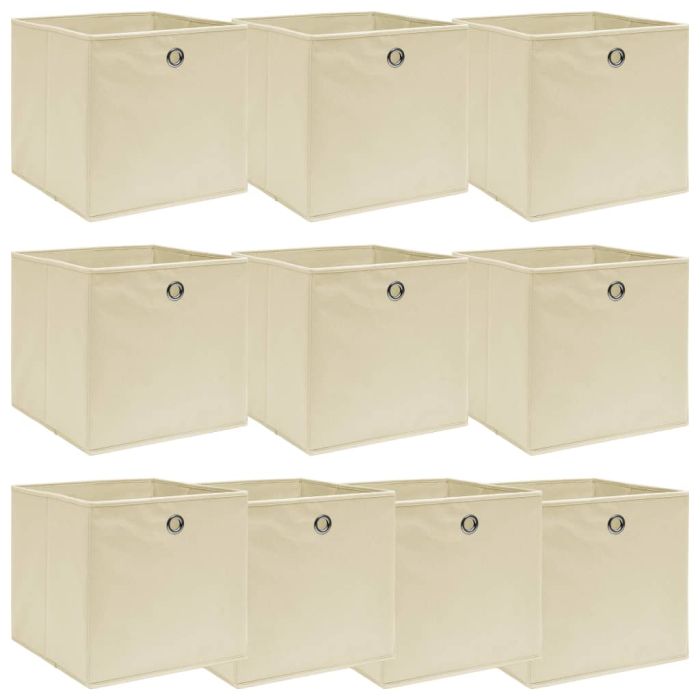 Storage Boxes 10 pcs Cream 32x32x32 cm Fabric