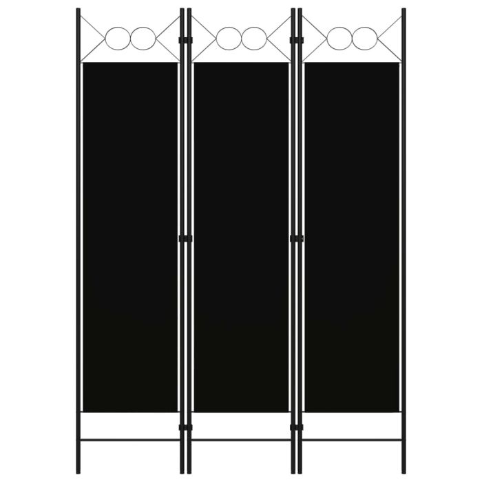 3-Panel Room Divider Black 120x180 cm