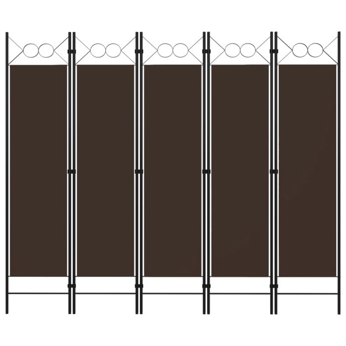 5-Panel Room Divider Brown 200x180 cm