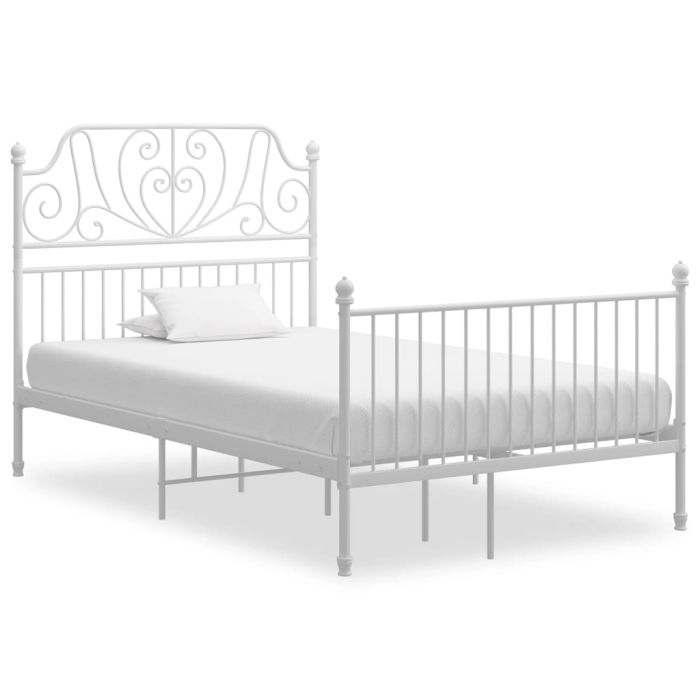 Bed Frame White Metal 120x200 cm