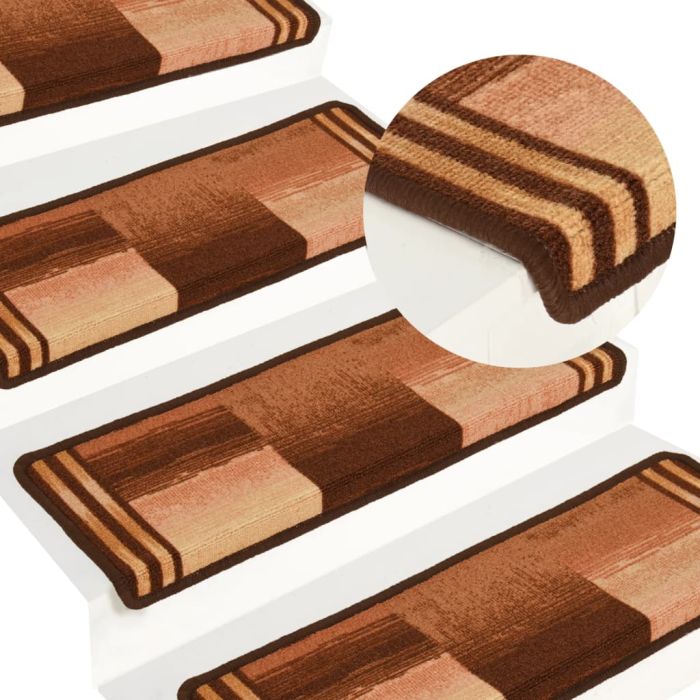 Stair Mats Self-adhesive 15 Pcs 65x21x4cm Brown