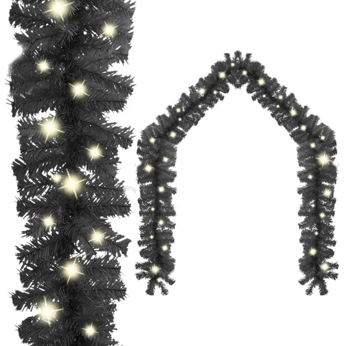 Geile Christmas Garland with LED Lights 10 m Black
