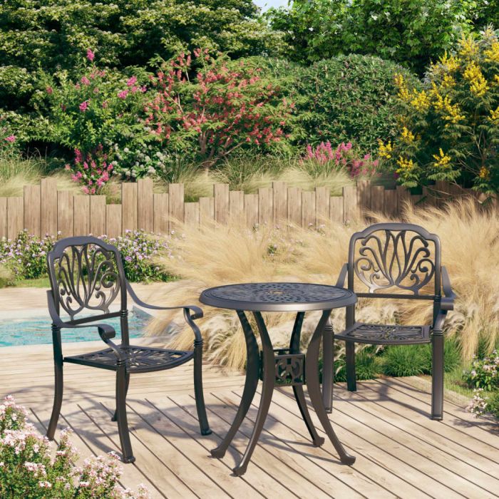 3 Piece Bistro Set Cast Aluminium Black