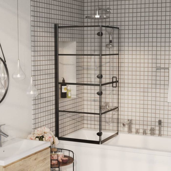 Folding Shower Enclosure ESG 120x140 cm Black