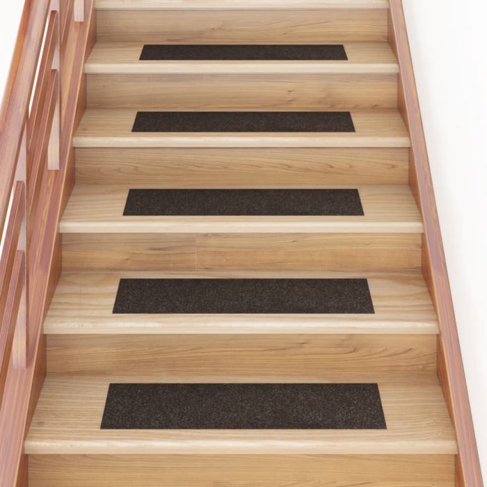 Self-adhesive Stair Mats Rectangular 15 pcs 76x20 cm Dark Brown