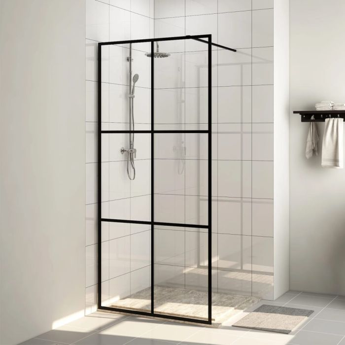 Walk-in Shower Wall with Clear ESG Glass 80x195 cm Black