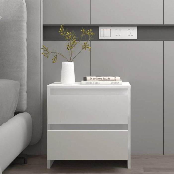 Bedside Cabinet White 45x34.5x44.5cm Engineered Wood