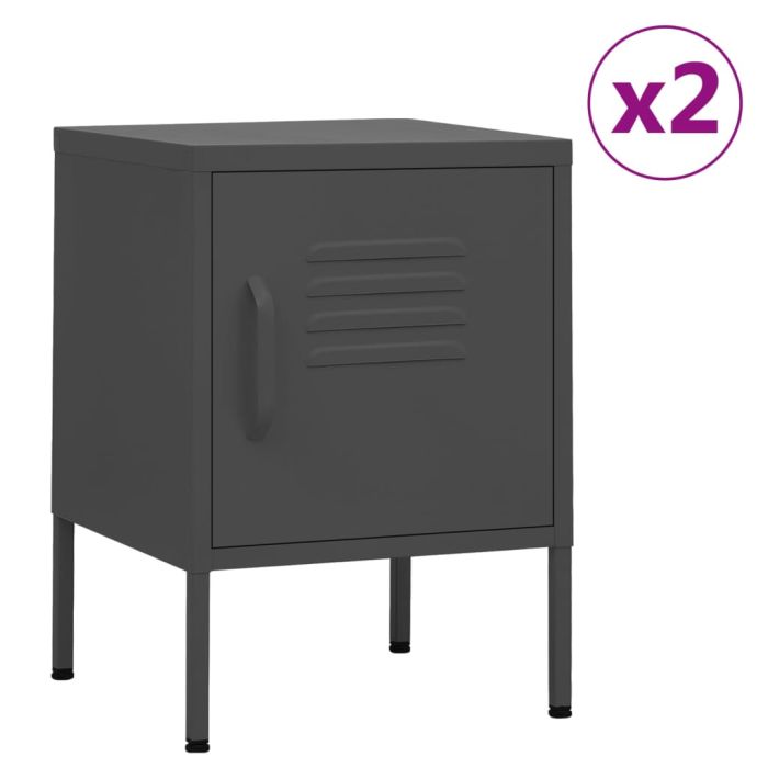Nightstands 2 pcs Anthracite 35x35x51cm Steel - Celys