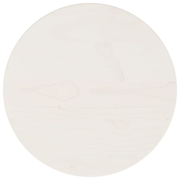 Table Top White Ã˜30x2.5 cm Solid Wood Pine