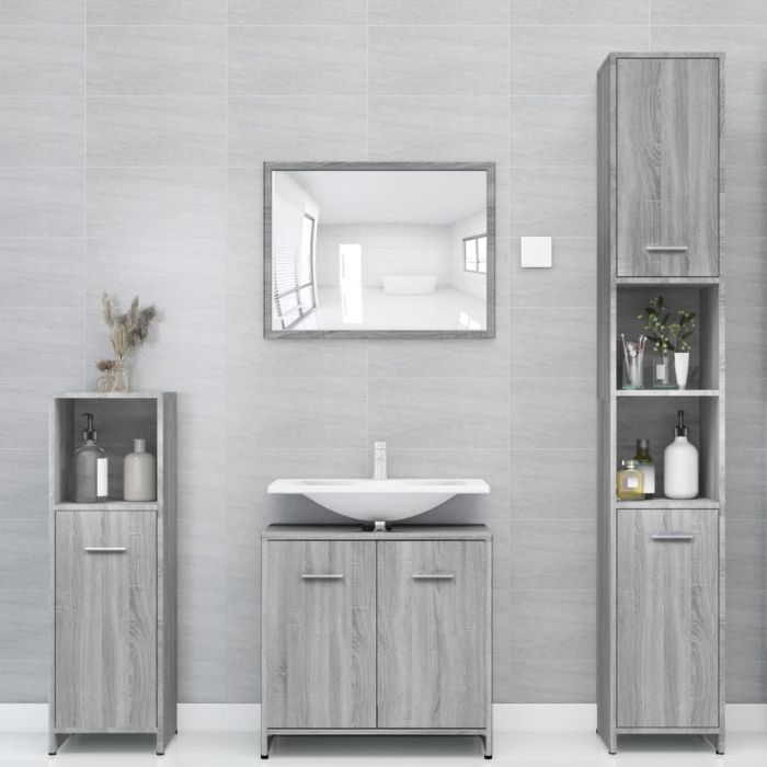 Bathroom Cabinet Grey Sonoma 30x30x183.5 cm Engineered Wood