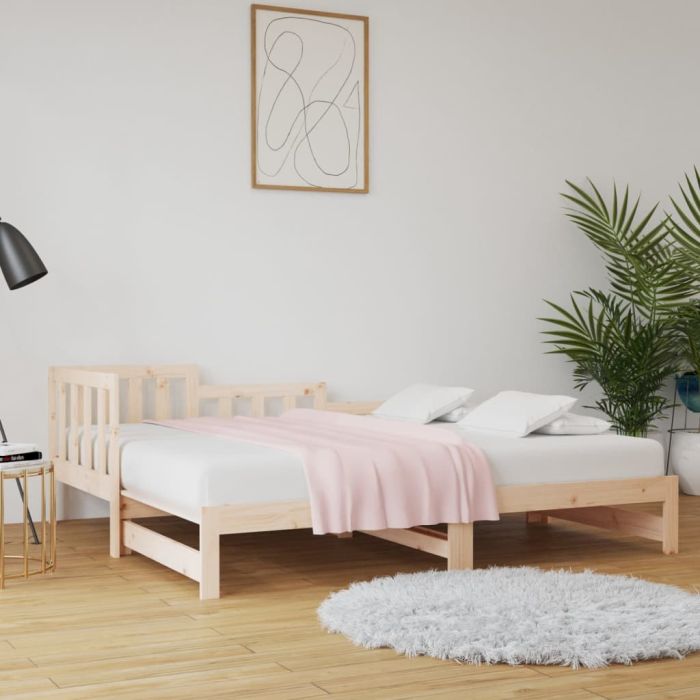 Pull-out Day Bed 2x(90x200) cm Solid Wood Pine