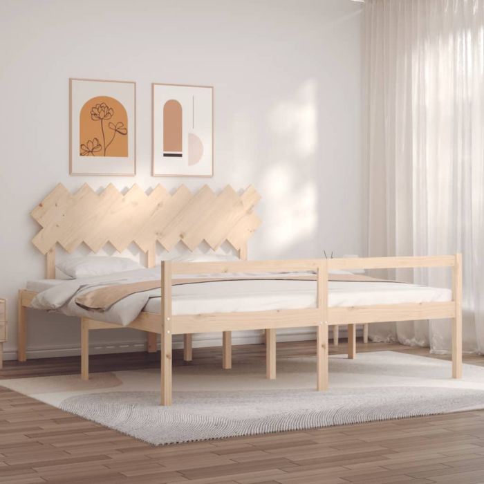 Bed Frame with Headboard Super King Size Solid Wood