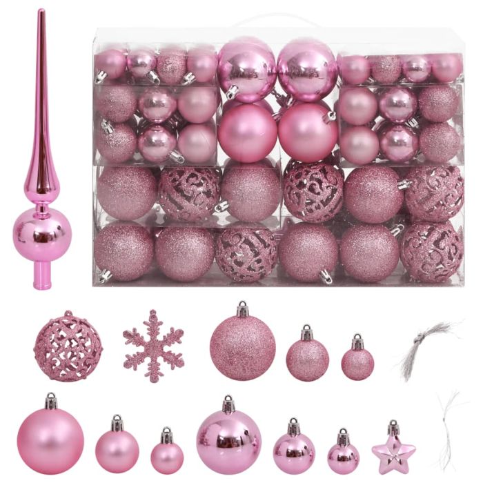 Lauxe Ruen Christmas Bauble Set 111 pcs Pink Polystyrene