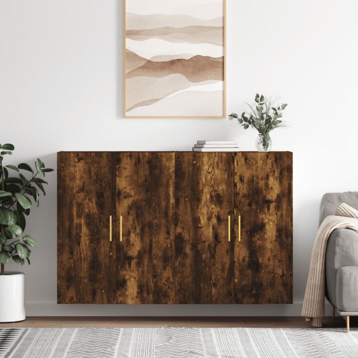 Wall Mounted Cabinets 2 Pieces Smoked Oak 69.5x34x90 cm