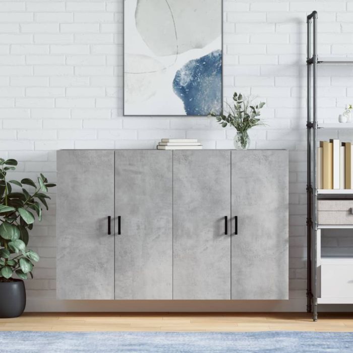 Wall Mounted Cabinets 2 Pieces Concrete Grey 69.5x34x90 cm