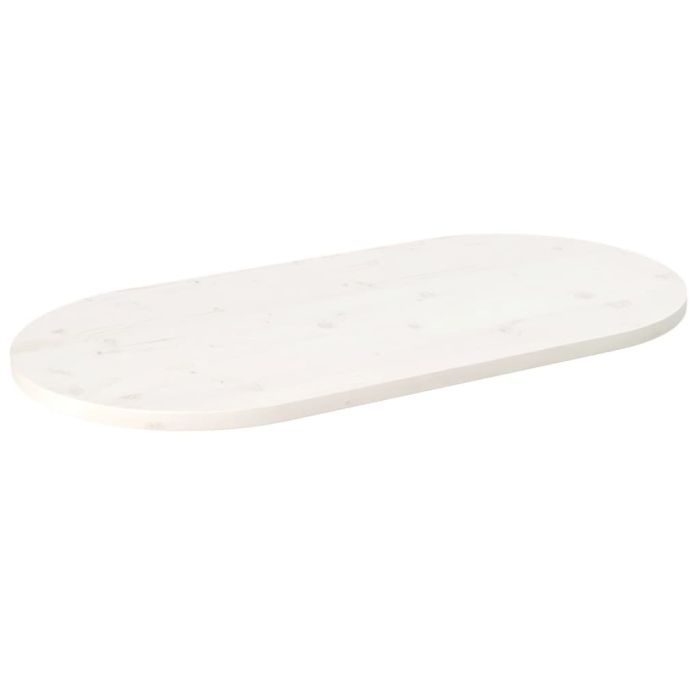 Table Top White 90x45x2.5 cm Solid Wood Pine Oval