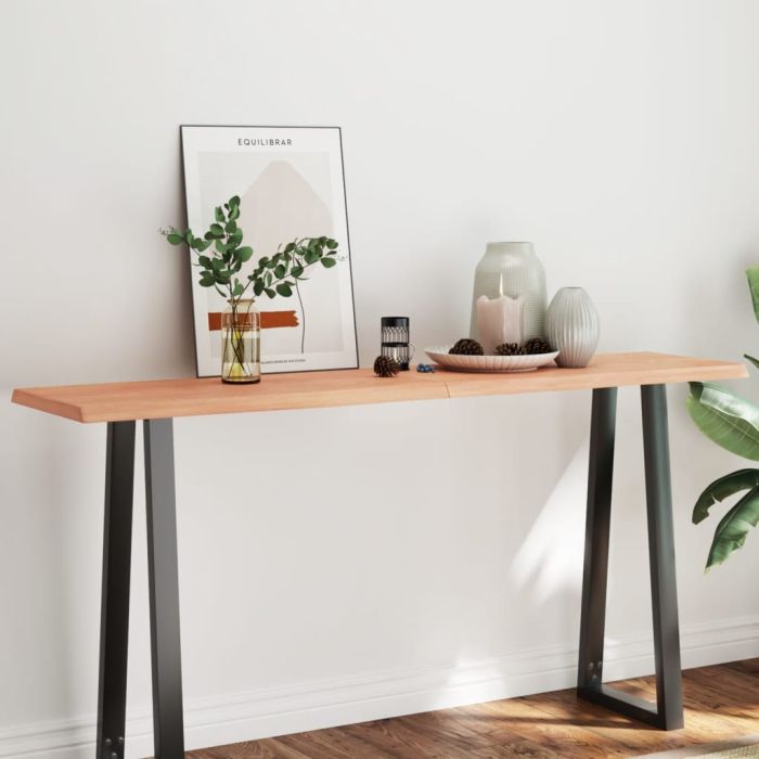 Table Top Light Brown 160x40x4 cm Treated Solid Wood Oak Live Edge