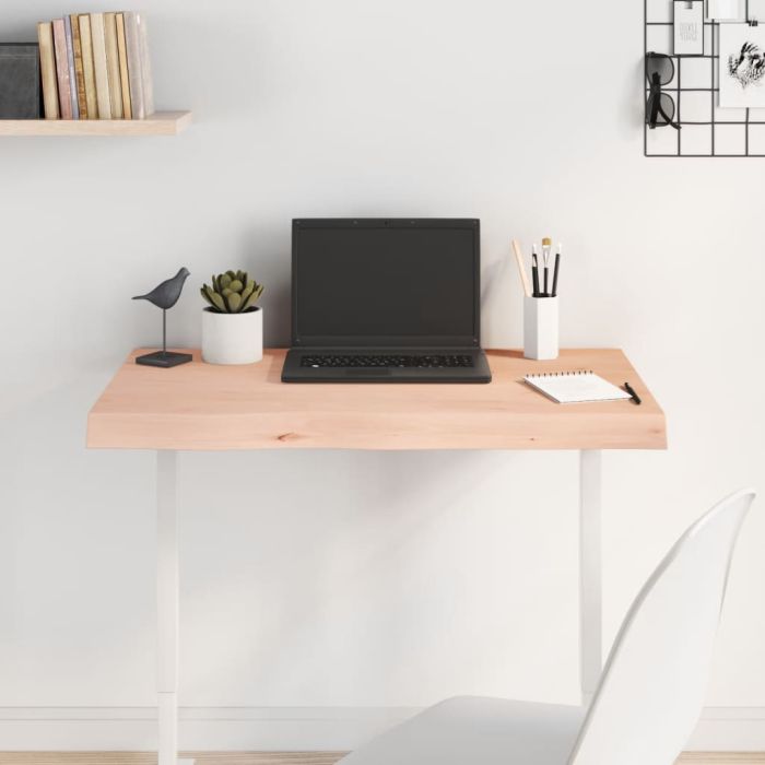 Table Top 80x50x6 cm Untreated Solid Wood Oak