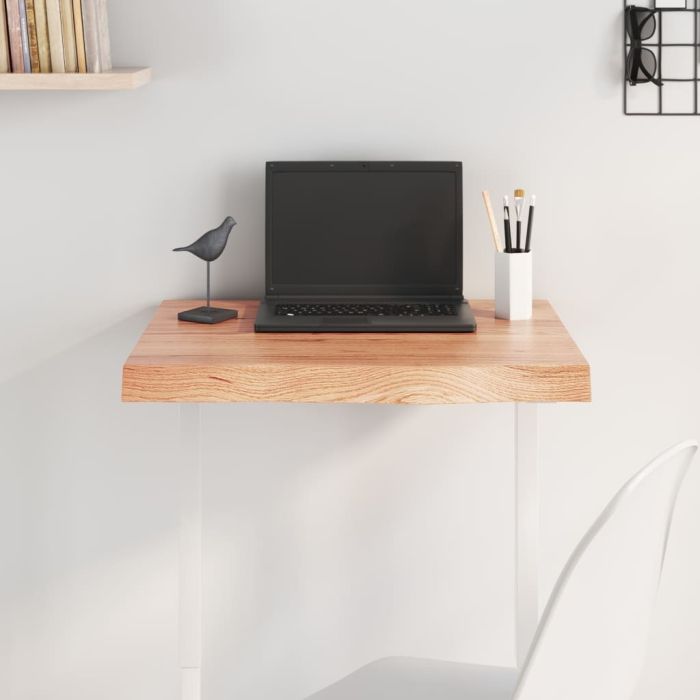 Table Top Light Brown 60x40x6 cm Treated Solid Wood Oak