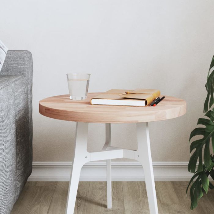 Table Top Ã˜40x2.5 cm Round Solid Wood Beech