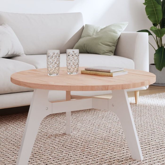 Table Top Ã˜80x2.5 cm Round Solid Wood Beech