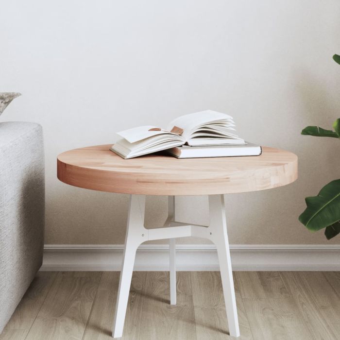 Table Top Ã˜50x4 cm Round Solid Wood Beech