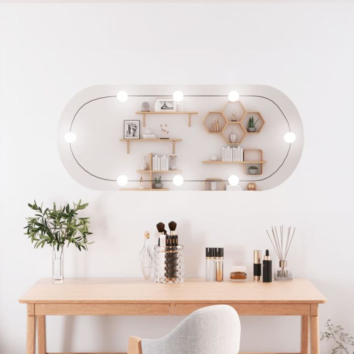 Wall Mirror with LED Lights 40x90cm Glass Oval
