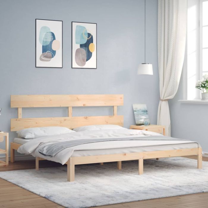 Bed Frame with Headboard Super King Size Solid Wood