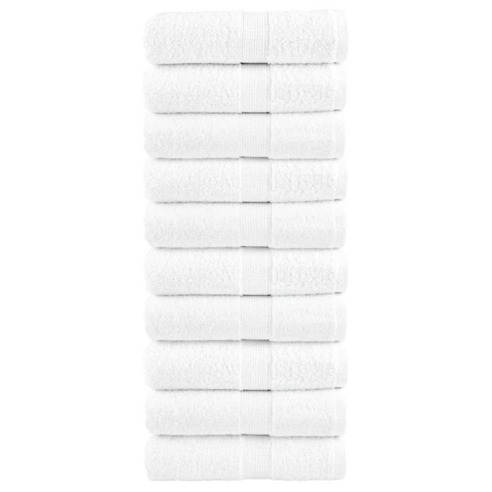 SOLMERE Premium Wash Towels 10Pieces White 30x30cm 600gsm