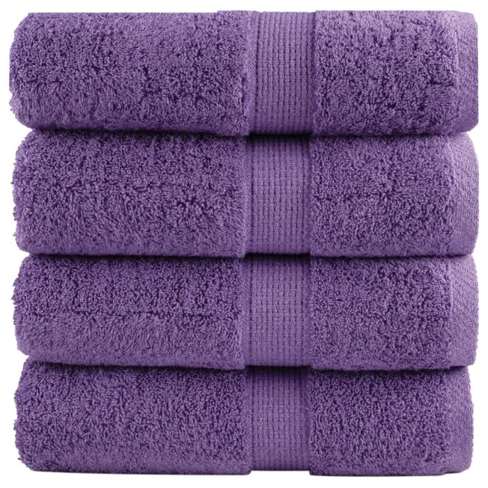 SOLMERE Premium Wash Towels 4 Pieces Purple 30x30 cm 600 gsm