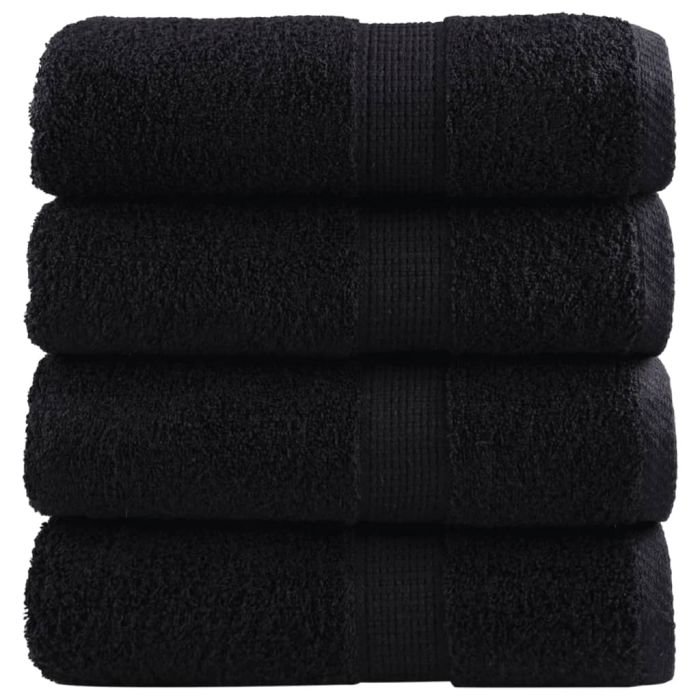 SOLMERE Premium Wash Towels 4 Pieces Black 30x30 cm 600 gsm