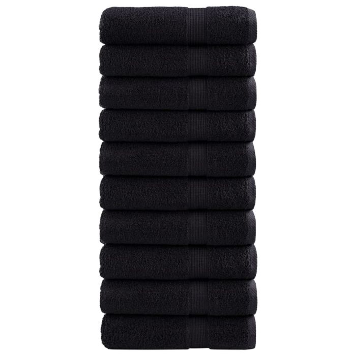 SOLMERE Premium Hand Towels 10 Pieces Black 50x100 cm 600 gsm