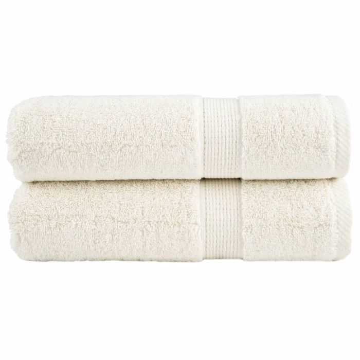SOLMERE Premium Hand Towels 2 Pieces Cream 50x100 cm 600 gsm