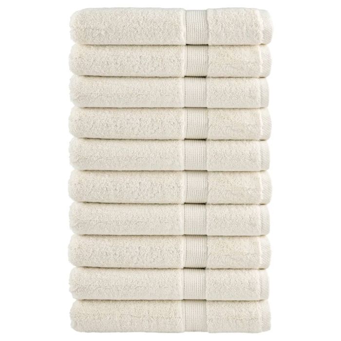SOLMERE Premium Towels 10 Pieces Cream 100x200 cm 600 gsm