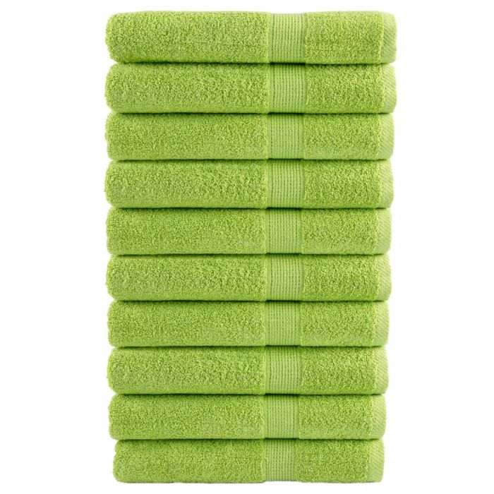 SOLMERE Premium Towels 10 Pieces Apple Green 100x200 cm 600 gsm