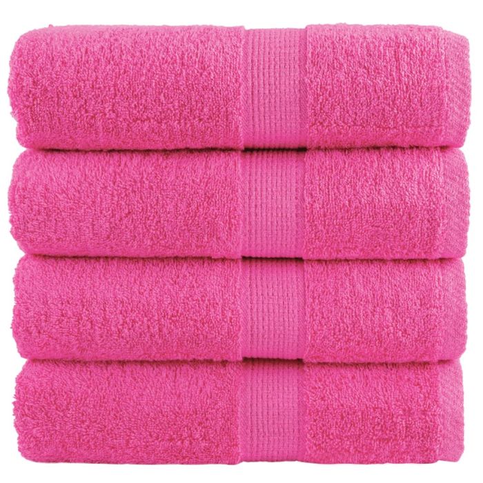 SOLMERE Premium Wash Towels 4 Pieces Pink 30x30 cm 600 gsm