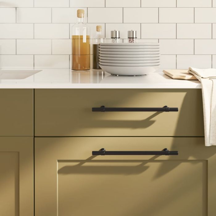 Cabinet Handles 20 Pcs Black 192mm Stainless Steel