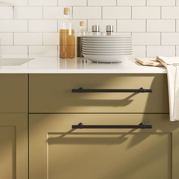 Cabinet Handles 20 Pcs Black 224mm Stainless Steel