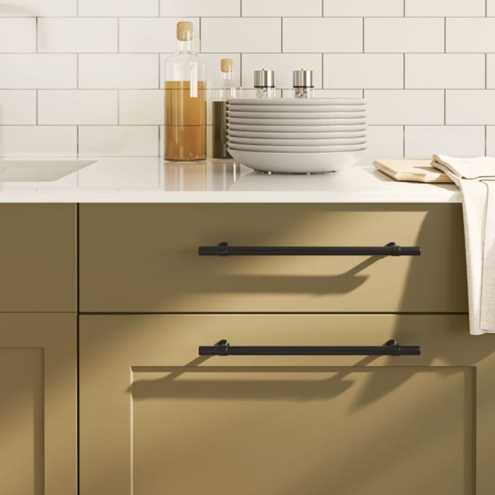 Cabinet Handles 10 Pcs Black 224mm Stainless Steel