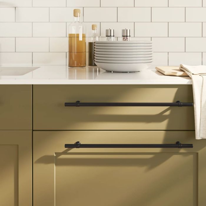 Cabinet Handles 10 Pcs Black 320mm Stainless Steel