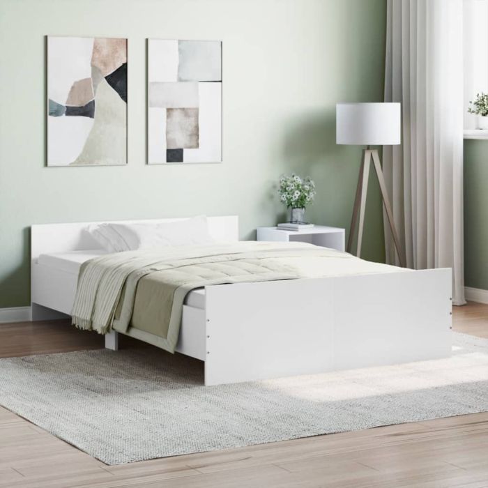 Bed Frame with Headboard and Footboard White 120x200 cm