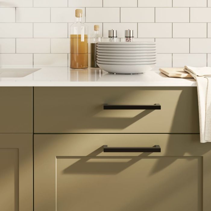 Cabinet Handles 10 Pcs Black 160mm Stainless Steel