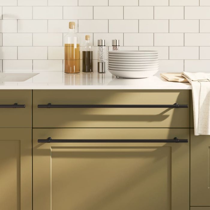 Cabinet Handles 5 Pcs Black 480mm Stainless Steel