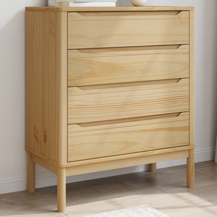 FLUWA Oak Finish Chest of Drawers - Medium-sized, 4 Drawers
