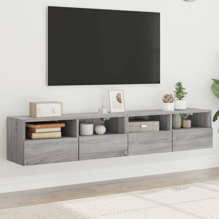 TV Wall Cabinets 2 Pieces Grey Sonoma 80x30x30 cm Engineered Wood