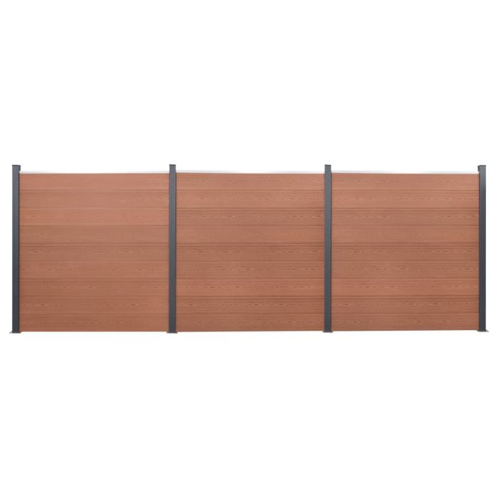Fence Panel Set Brown 526x186 cm WPC